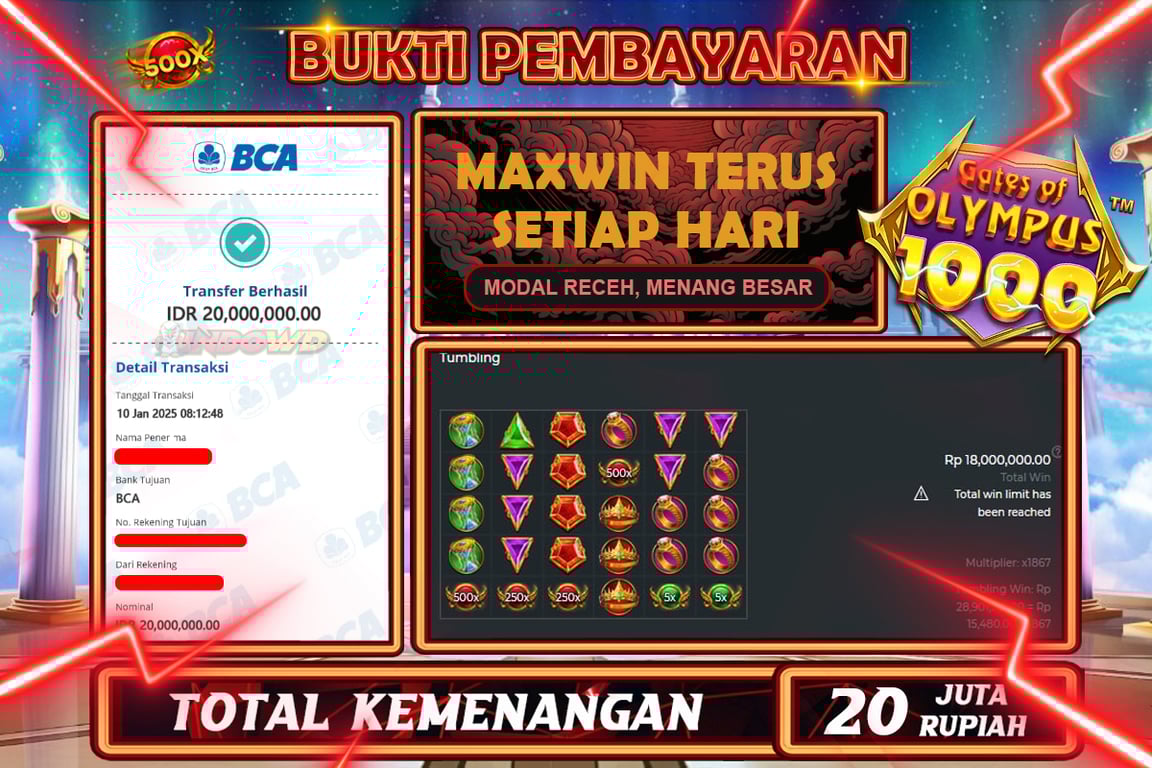 INDOWD JACKPOT SLOT GATES OF OLYMPUS 1000 Rp 20.000.000,- LUNAS