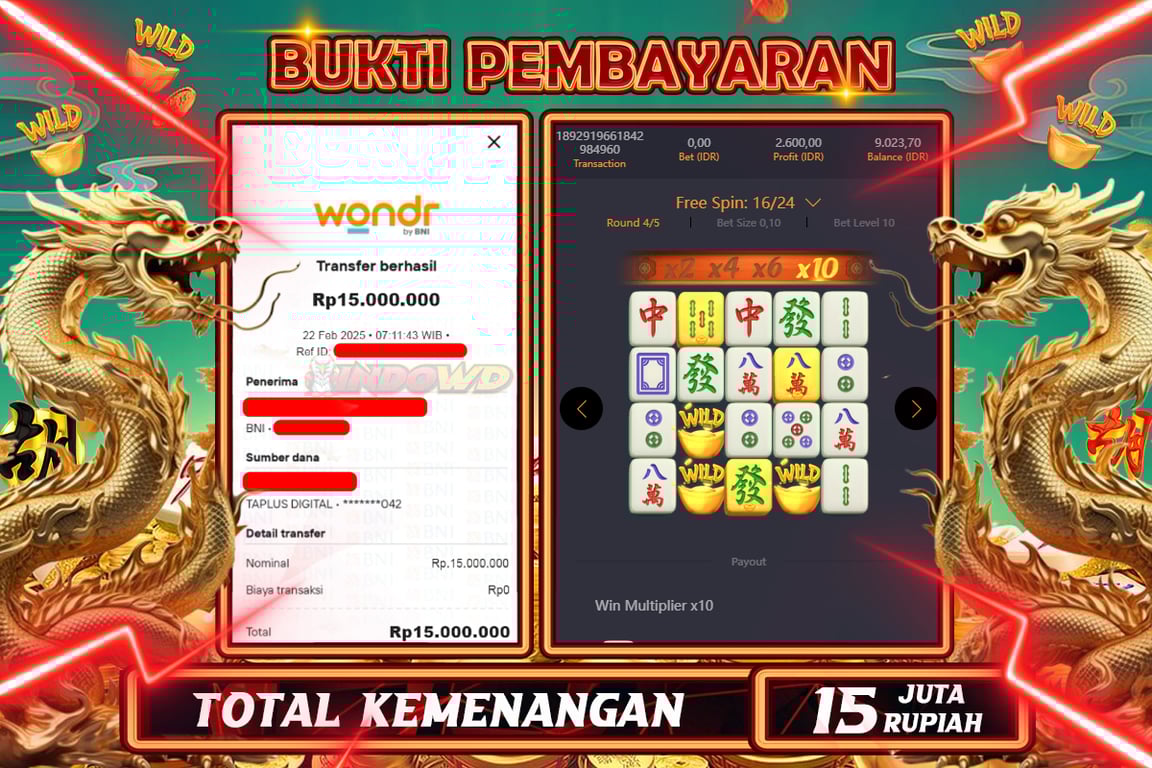 INDOWD JACKPOT SLOT MAHJONG WAYS 2 Rp15.000.000,- LUNAS