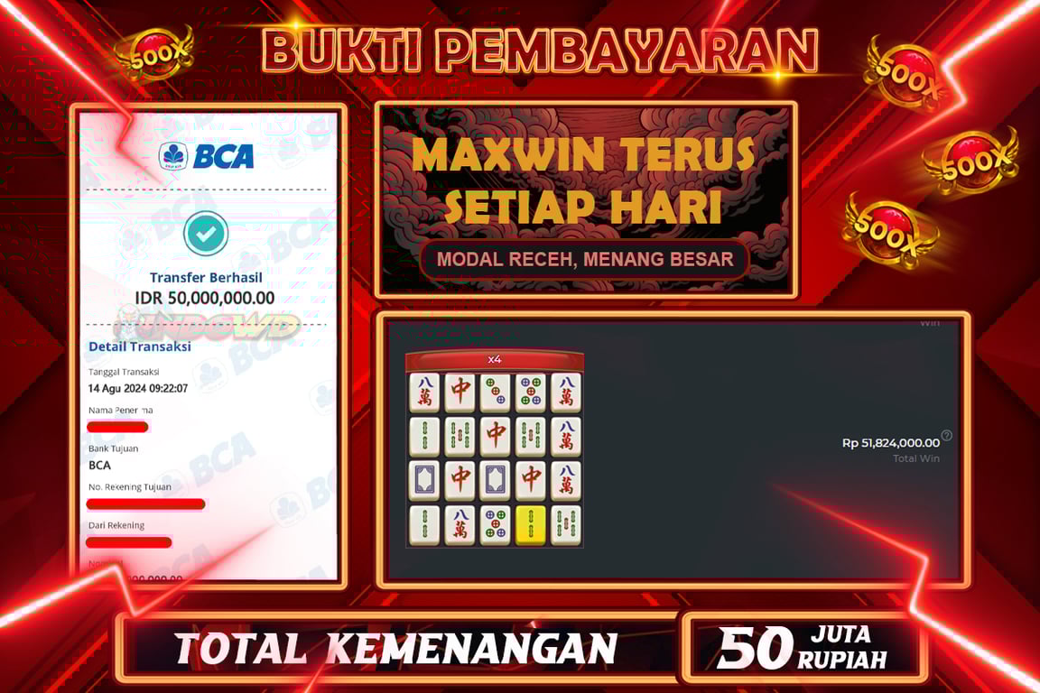INDOWD JACKPOT SLOT MAHJONG PRAGMATIC Rp.50.000.000,- LUNAS