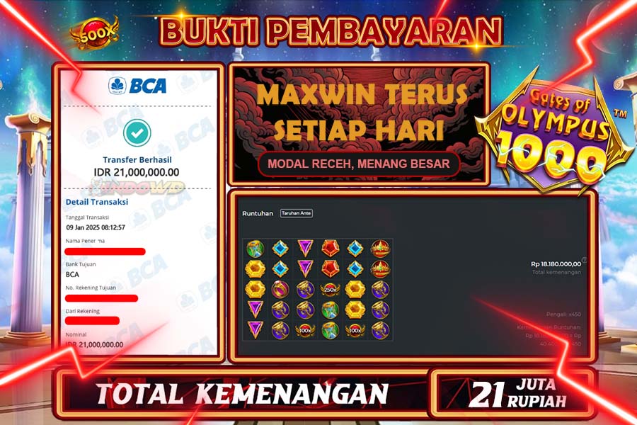 INDOWD JACKPOT SLOT GATES OF OLYMPUS 1000 Rp 21.000.000,- LUNAS