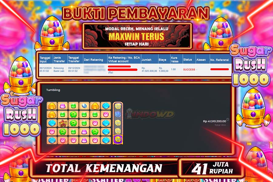 INDOWD JACKPOT SLOT CANDY BLITS Rp.41.025.000,- LUNAS