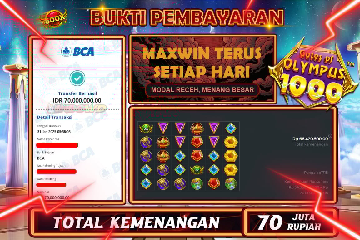 INDOWD JACKPOT SLOT GATES OF OLYMPUS 1000 Rp70.000.000,- LUNAS