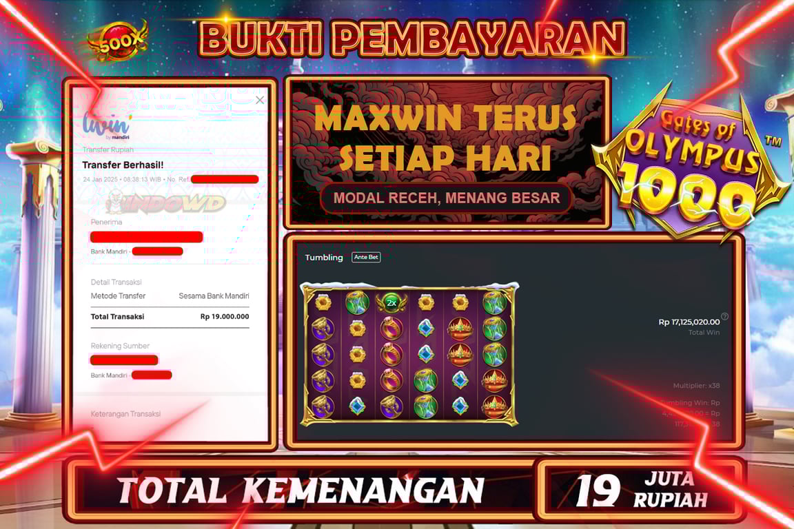 INDOWD JACKPOT SLOT GATES OF OLYMPUS 1000 Rp19.000.000,- LUNAS