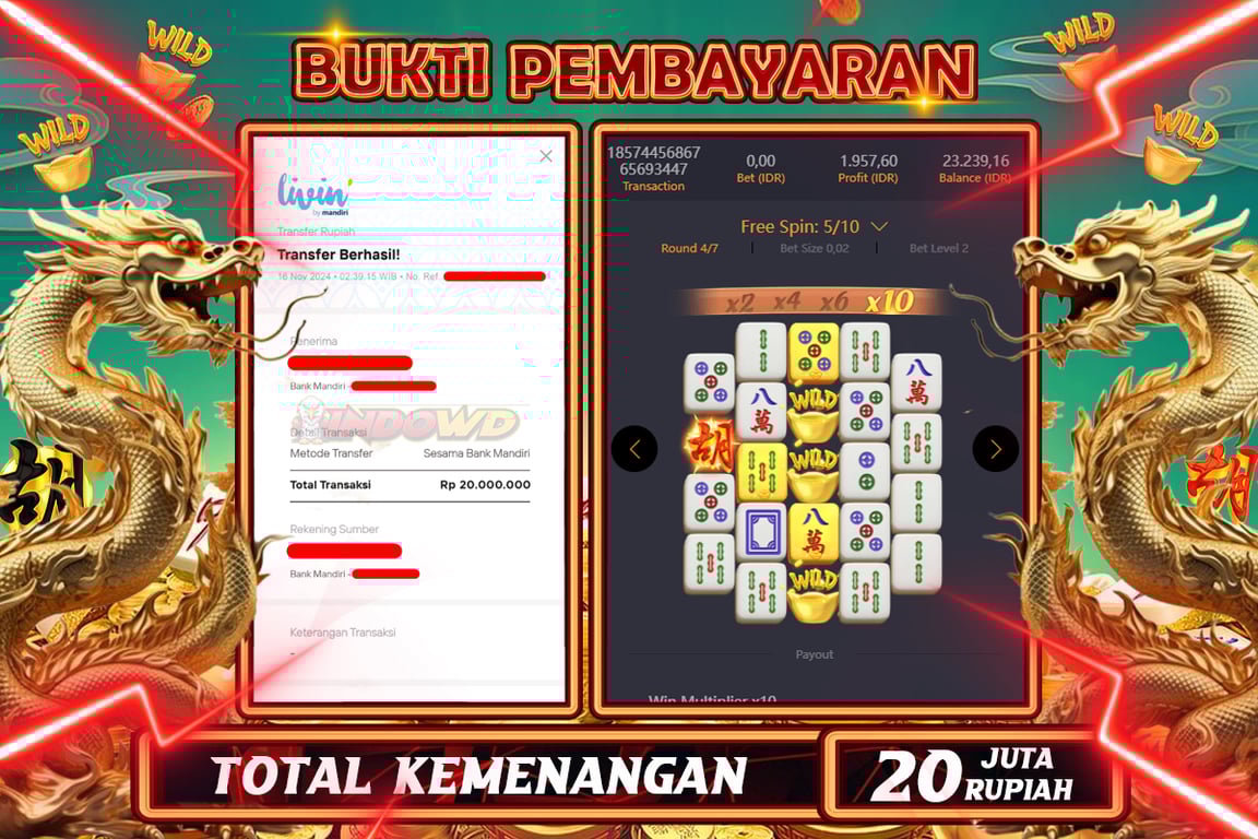 INDOWD JACKPOT SLOT MAHJONG WAYS 2 Rp.20.000.000,- LUNAS
