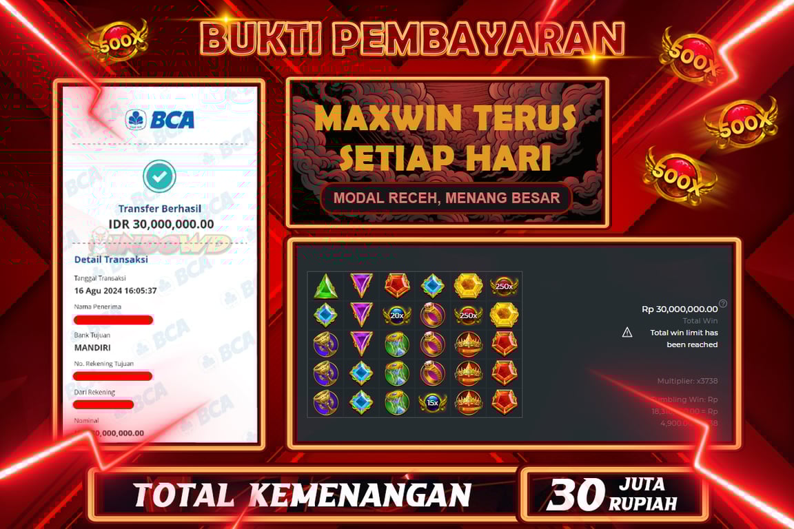 INDOWD JACKPOT SLOT GATES OF OLYMPUS 1000 Rp.30.000.000,- LUNAS