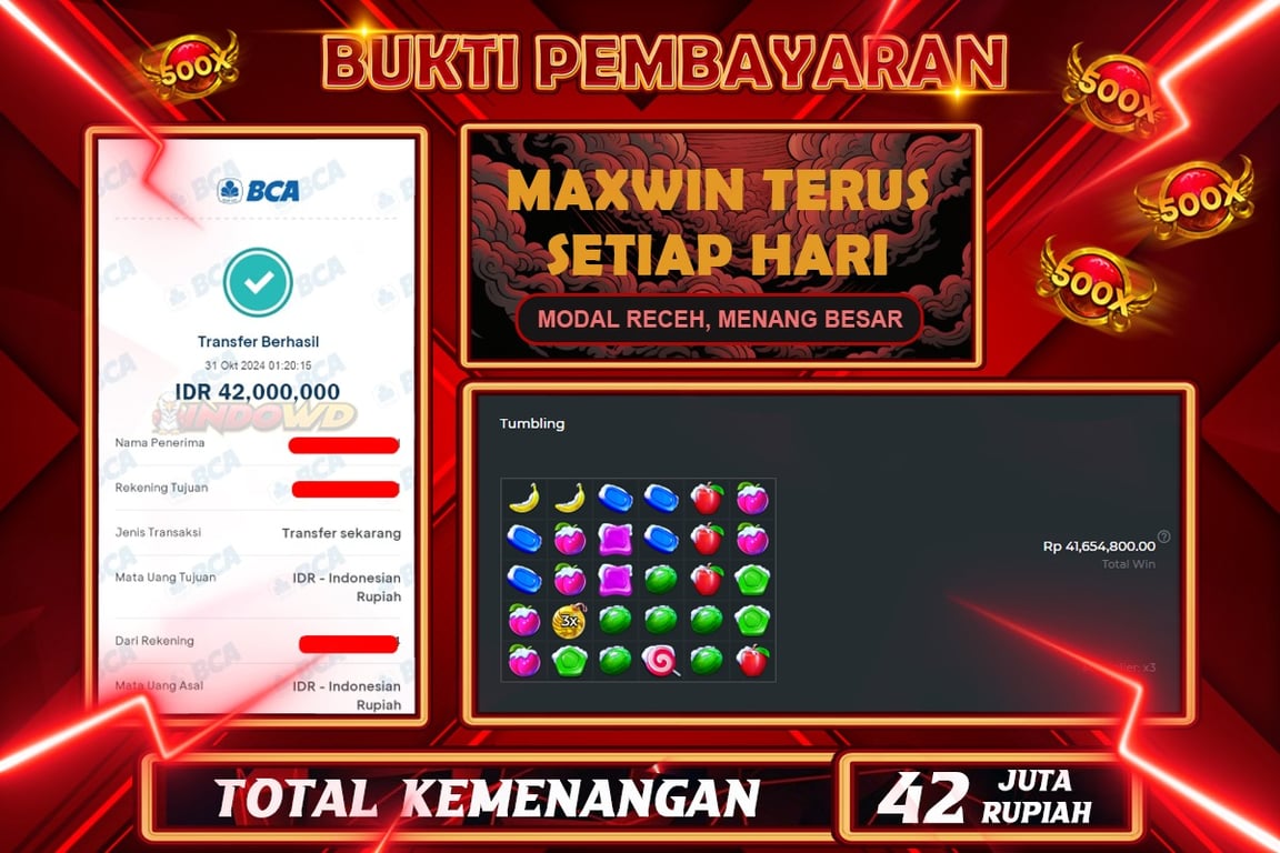 INDOWD JACKPOT SLOT SWEET BONANZA XMAS Rp.42.000.000,- LUNAS