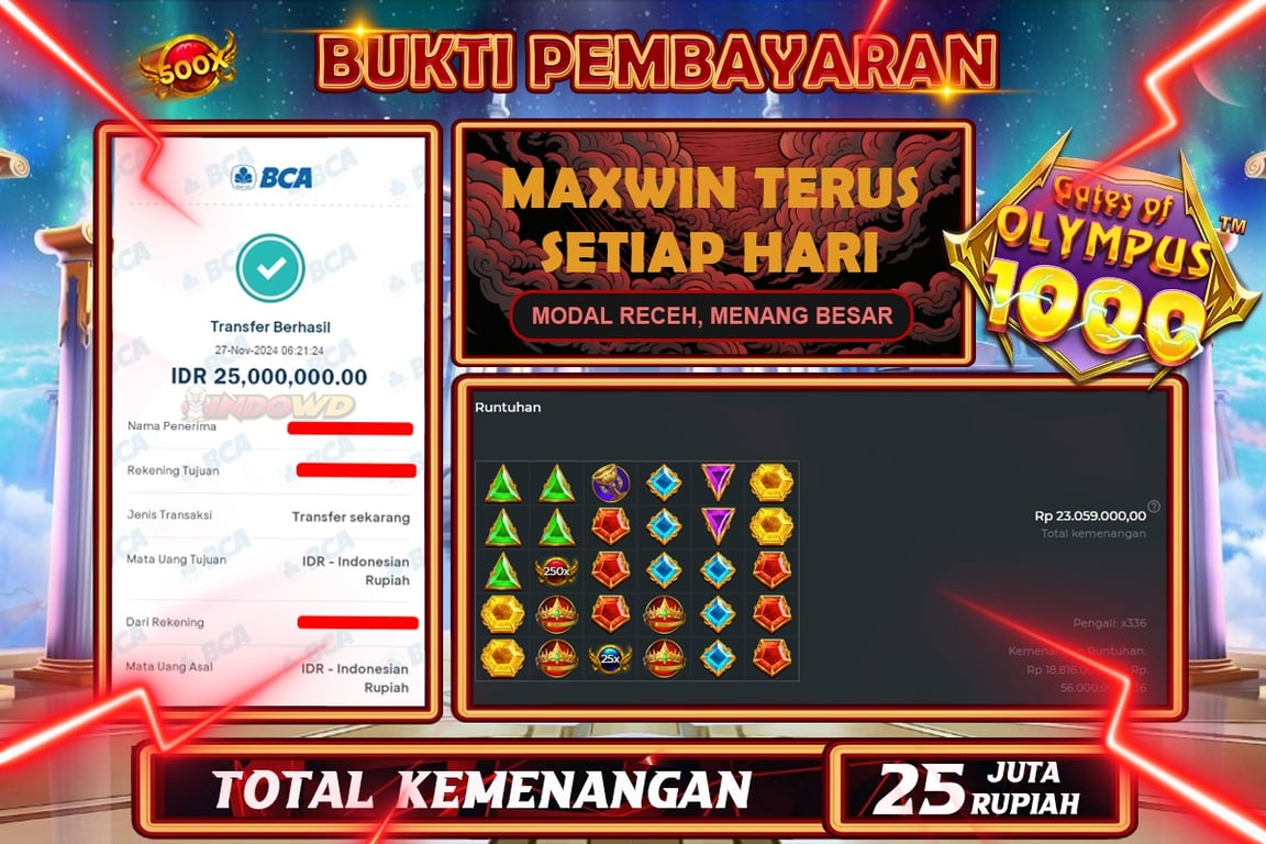 INDOWD JACKPOT SLOT GATES OF OLYMPUS 1000 Rp.25.000.000,- LUNAS