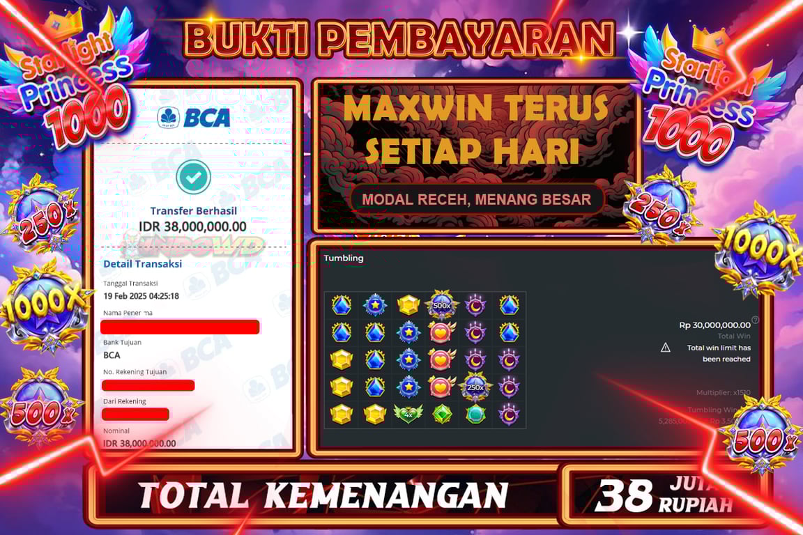 INDOWD JACKPOT SLOT STARLIGHT PRINCES 1000 Rp38.000.000,- LUNAS