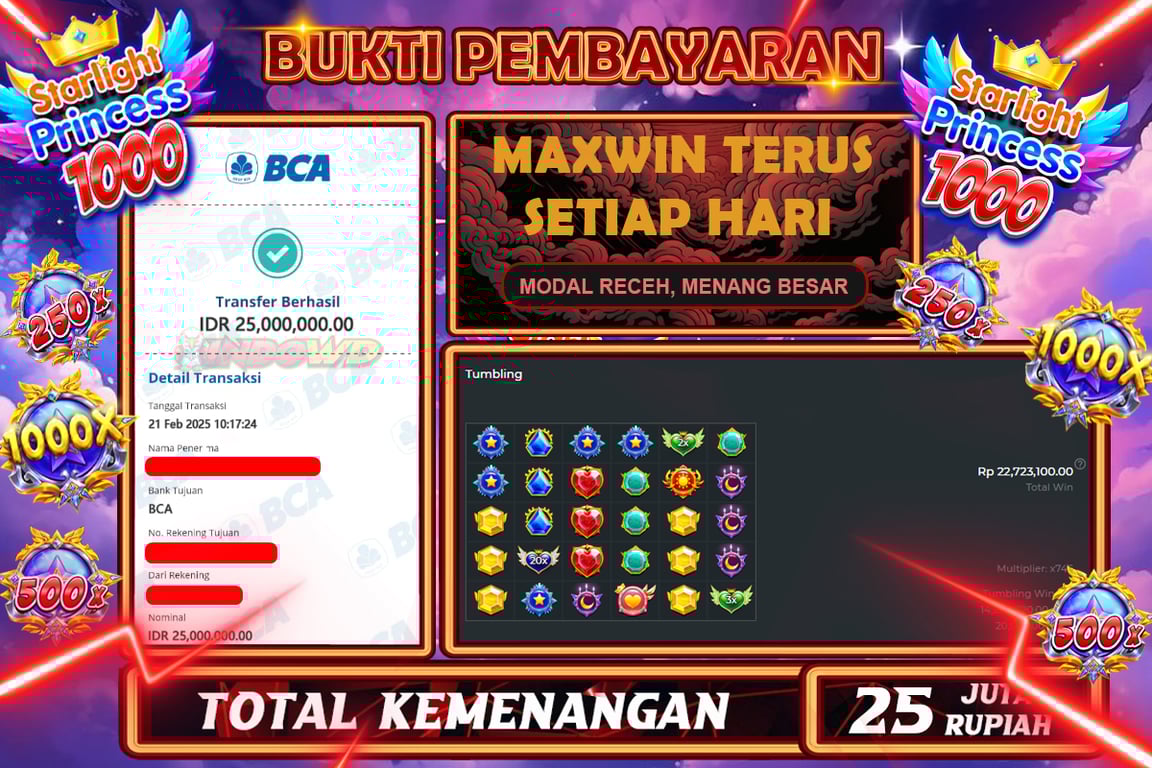 INDOWD JACKPOT SLOT STARLIGHT PRINCES 1000 Rp25.000.000,- LUNAS