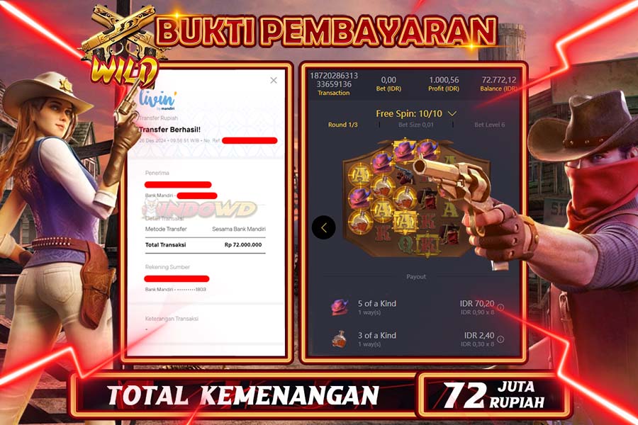 INDOWD JACKPOT LIVE GAMES SLOT WILD BOUNTY Rp.72.000.000,- LUNAS