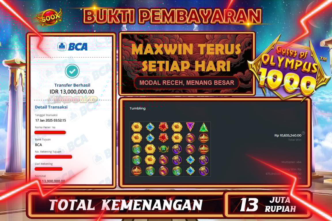 INDOWD JACKPOT SLOT GATES OF OLYMPUS 1000 Rp.13.000.000,- LUNAS