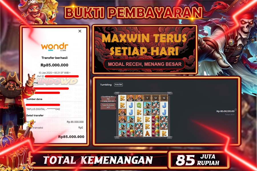 INDOWD JACKPOT SLOT PIRATE QUEST 1000 Rp 85.000.000,- LUNAS