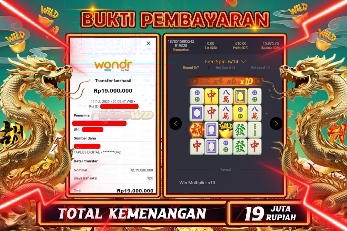 INDOWD JACKPOT SLOT MAHJONG WAYS 2 Rp.19.000.000,- LUNAS