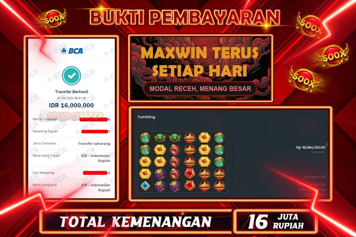 INDOWD JACKPOT SLOT GATES OF OLYMPUS 1000 Rp.16.000.000,- LUNAS