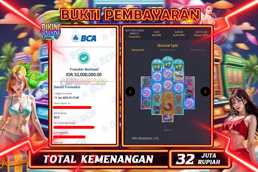 INDOWD JACKPOT SLOT BIKINI PARADISE Rp 32.000.000,- LUNAS