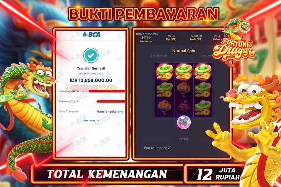 INDOWD JACKPOT SLOT FORTUNE DRAGON Rp12.858.000,- LUNAS