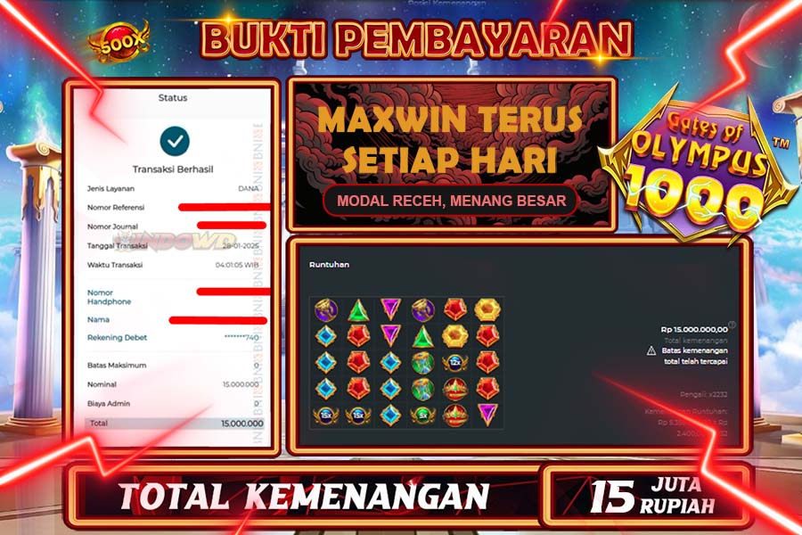 INDOWD JACKPOT SLOT GATES OF OLYMPUS 1000 Rp15.000.000,- LUNAS