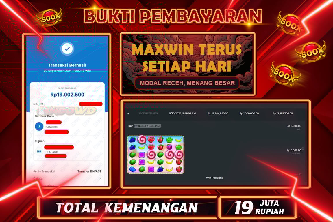 INDOWD JACKPOT SLOT SWEET BONANZA Rp.19.000.000,- LUNAS