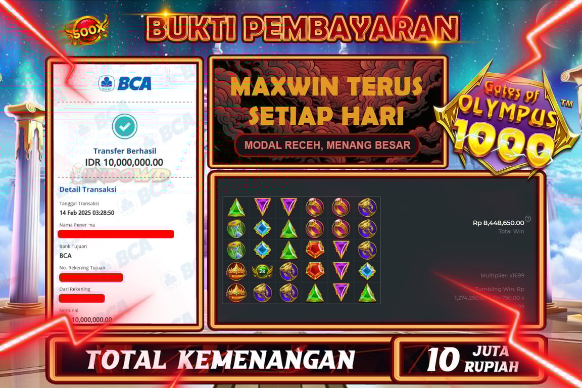 INDOWD JACKPOT SLOT GATES OF OLYMPUS 1000 Rp10.000.000,- LUNAS