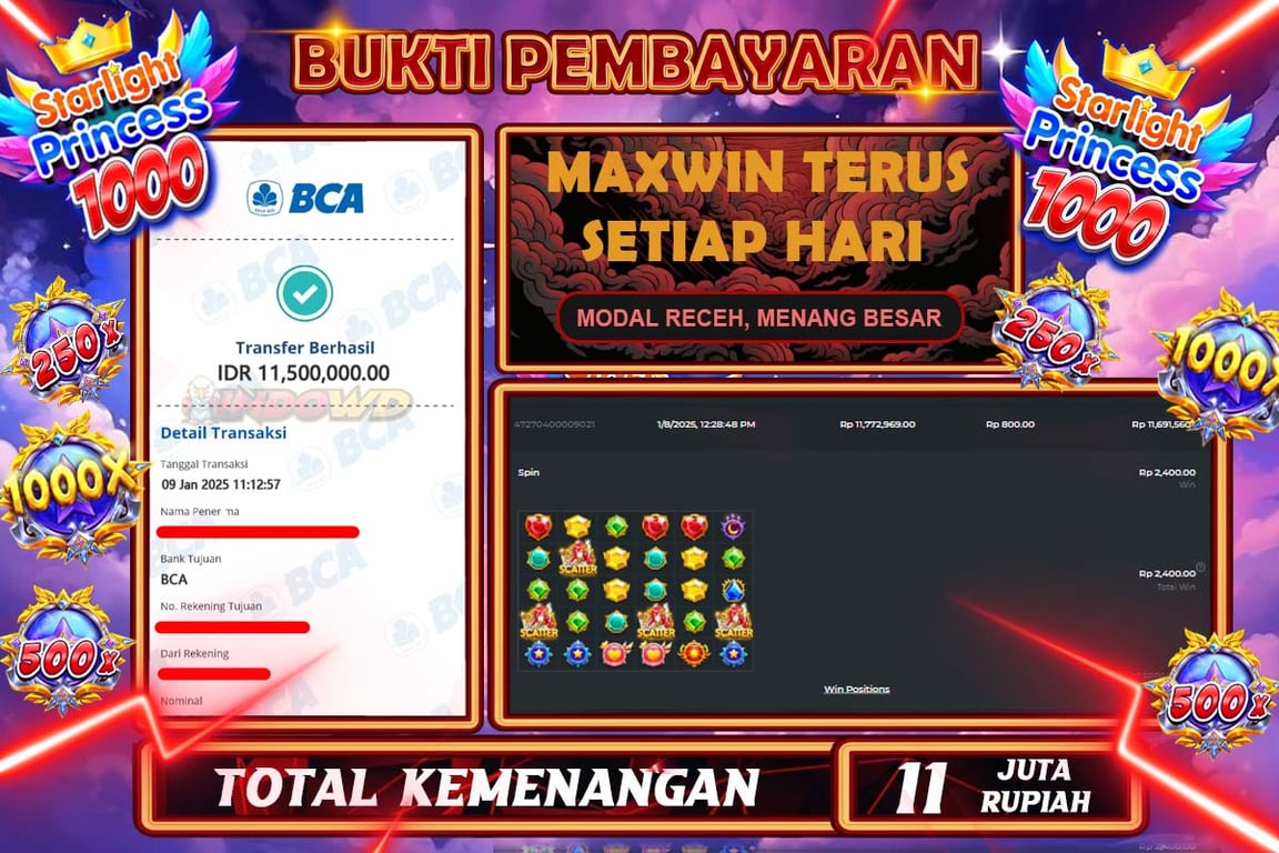 INDOWD JACKPOT SLOT STARLIGHT PRINCES 1000 Rp 11.500.000,- LUNAS