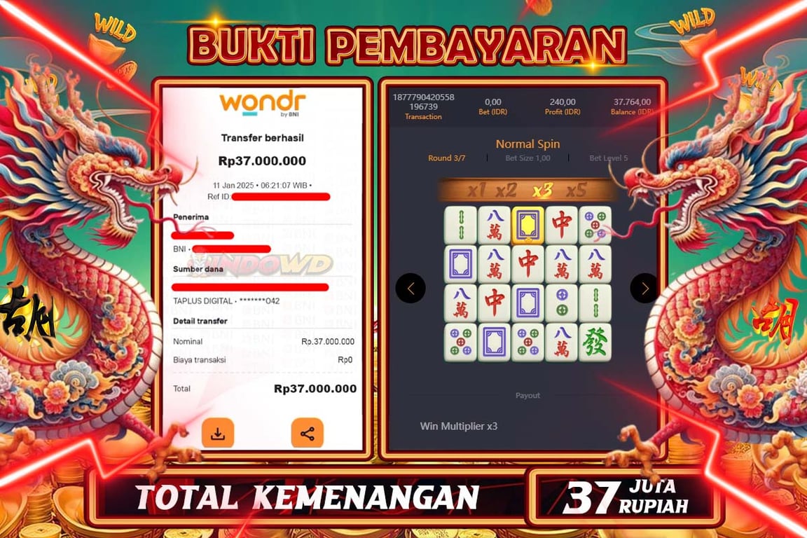 INDOWD JACKPOT SLOT MAHJONG WAYS 2 Rp 37.000.000,- LUNAS