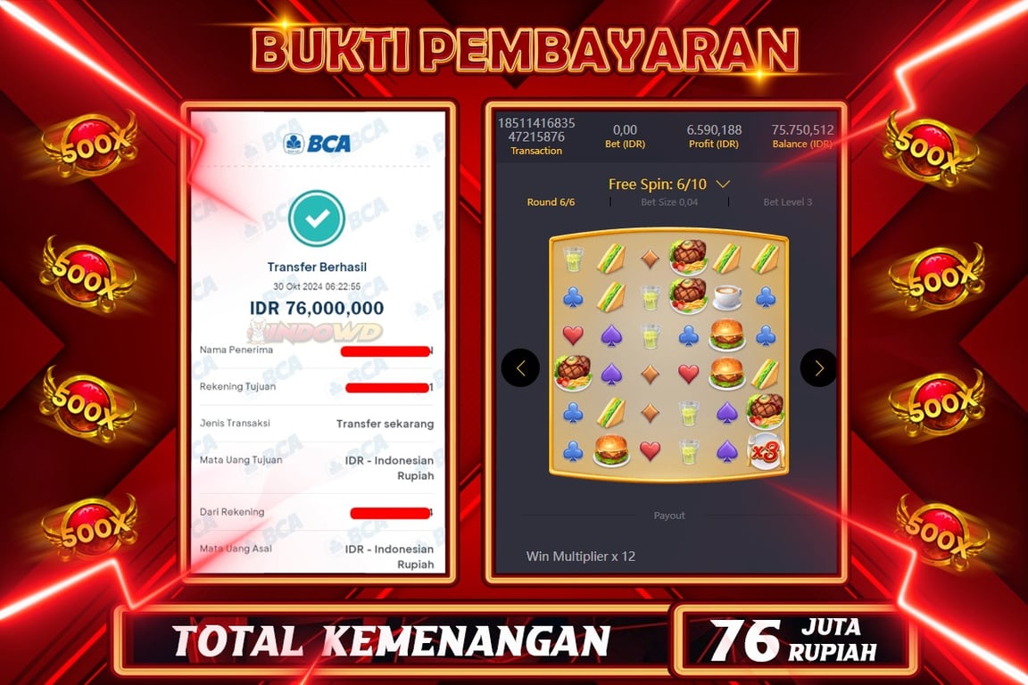 INDOWD JACKPOT SLOT DINER DELIGHTS Rp.76.000.000,- LUNAS