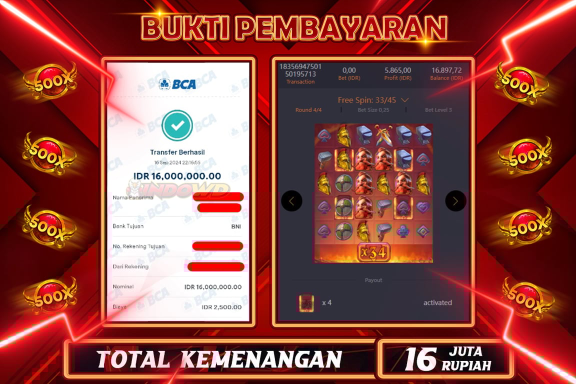 INDOWD JACKPOT SLOT FORGE OF WEALTH Rp.16.000.000,- LUNAS