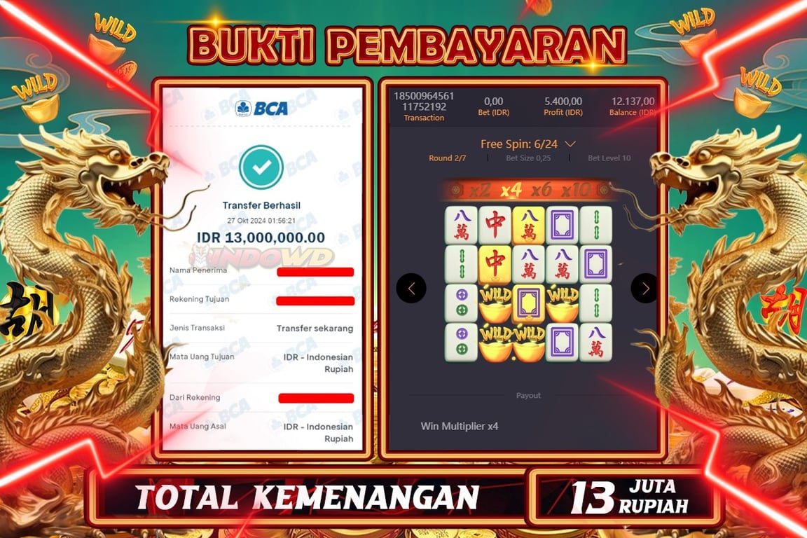 INDOWD JACKPOT SLOT MAHJONG WAYS 2 Rp.13.000.000,- LUNAS