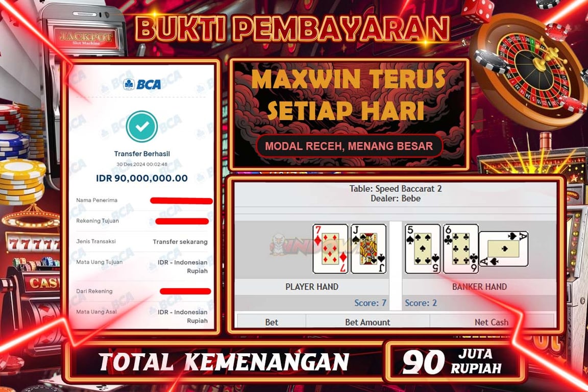 INDOWD JACKPOT PP - CHINESE SPEED BACCARAT 1 Rp.90.000.000,- LUNAS