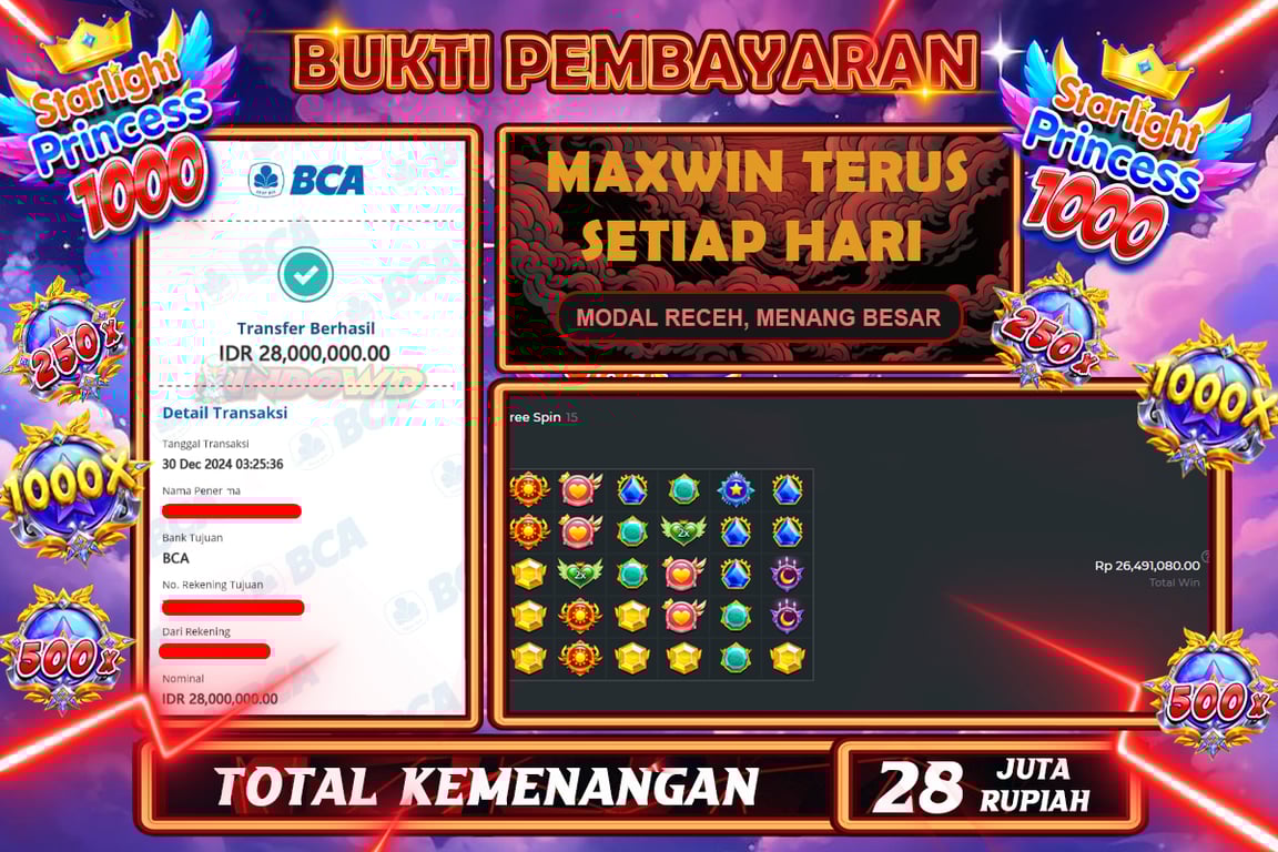 INDOWD JACKPOT SLOT STARLIGHT PRINCES 1000 Rp28.000.000,- LUNAS