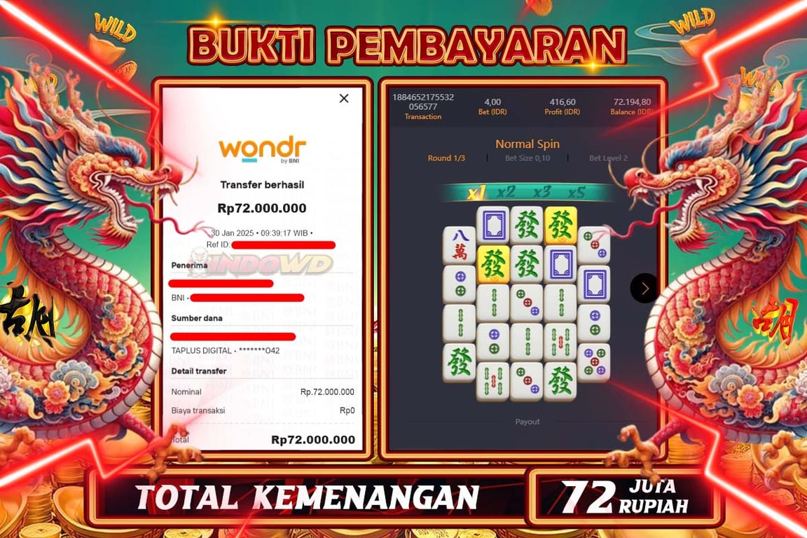 INDOWD JACKPOT SLOT  MAHJONG WAYS 2 Rp72.000.000,- LUNAS