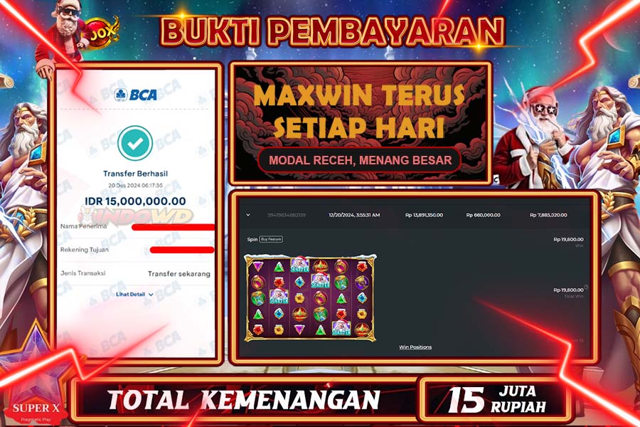 INDOWD JACKPOT LIVE GAMES  SLOT GATES OF OLYMPUS CHRISTMAS Rp.15.000.000,- LUNAS