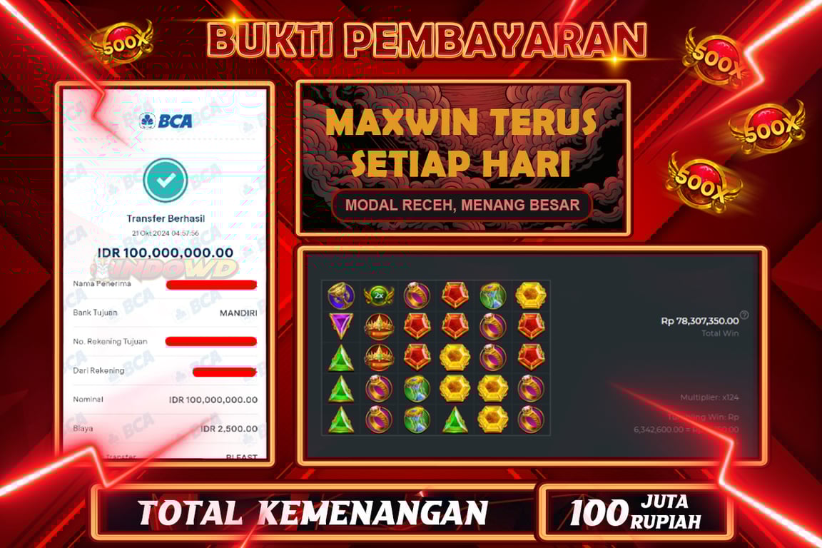 INDOWD JACKPOT SLOT GATES OF OLYMPUS 1000 Rp.100.000.000,- LUNAS