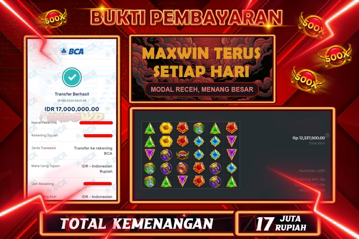 INDOWD JACKPOT SLOT GATES OF OLYMPUS 1000 Rp.17.000.000,- LUNAS