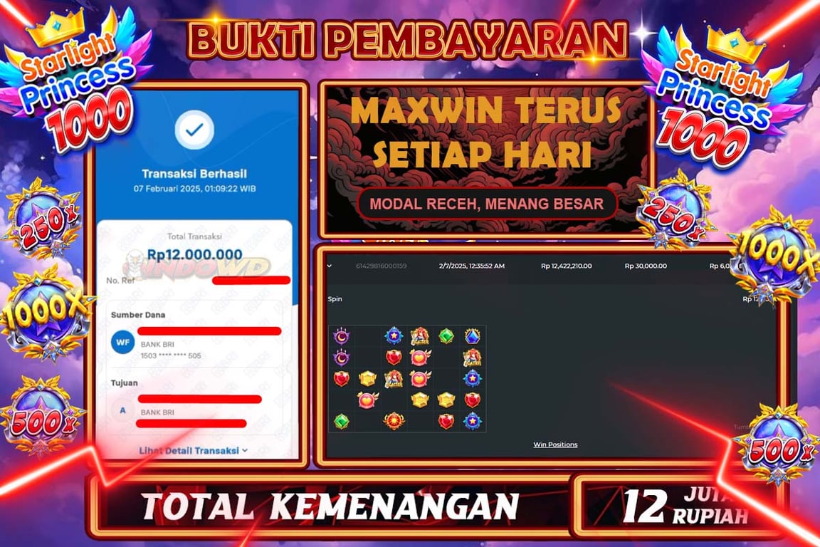 INDOWD JACKPOT SLOT STARLIGHT PRINCES 1000 Rp12.000.000,- LUNAS