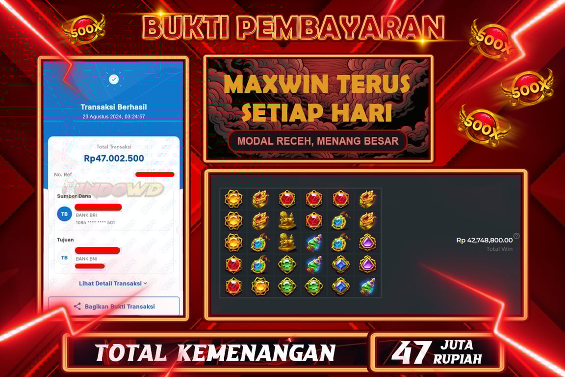 INDOWD JACKPOT SLOT GATOT KACA Rp.47.000.000,- LUNAS