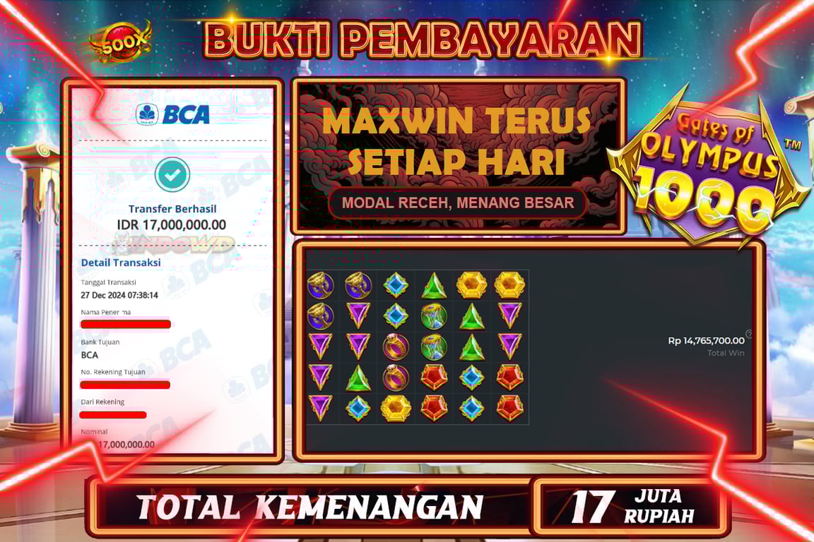INDOWD JACKPOT SLOT GATES OF OLYMPUS 1000 Rp17.000.000,- LUNAS