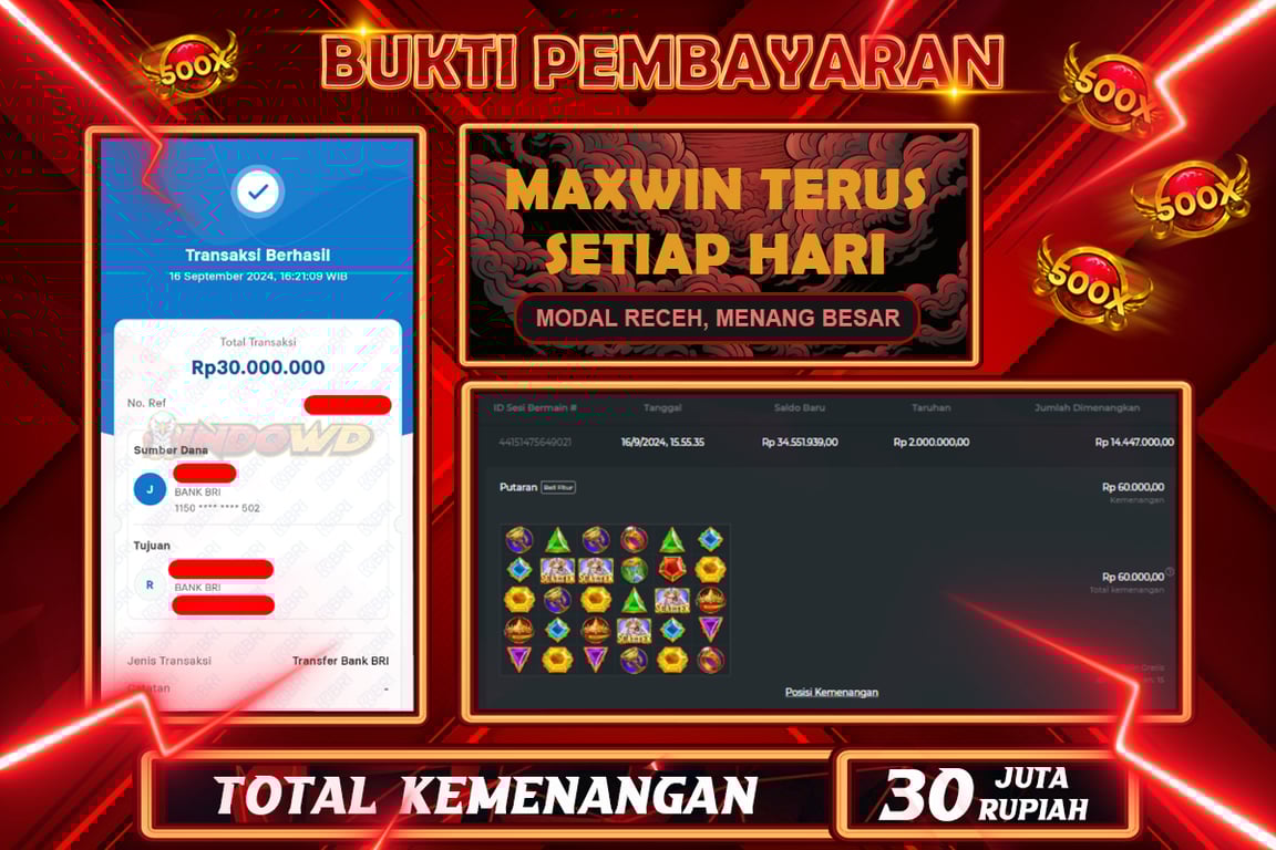 INDOWD JACKPOT SLOT GATES OF OLYMPUS 1000 Rp.30.000.000,- LUNAS