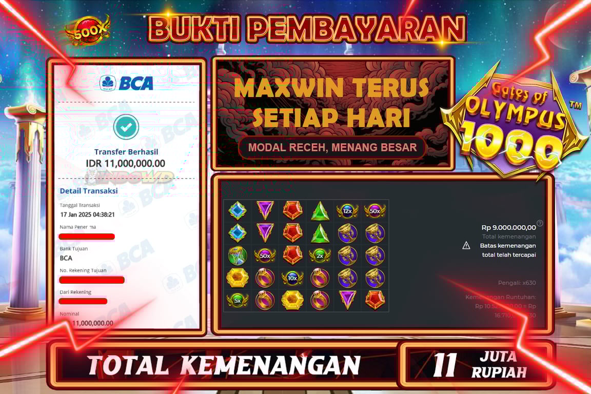 INDOWD JACKPOT SLOT GATES OF OLYMPUS 1000 Rp.11.000.000,- LUNAS