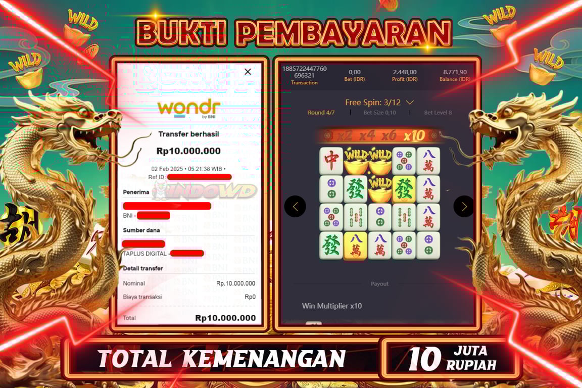 INDOWD JACKPOT SLOT MAHJONG WAYS  2 Rp.10.000.000,- LUNAS