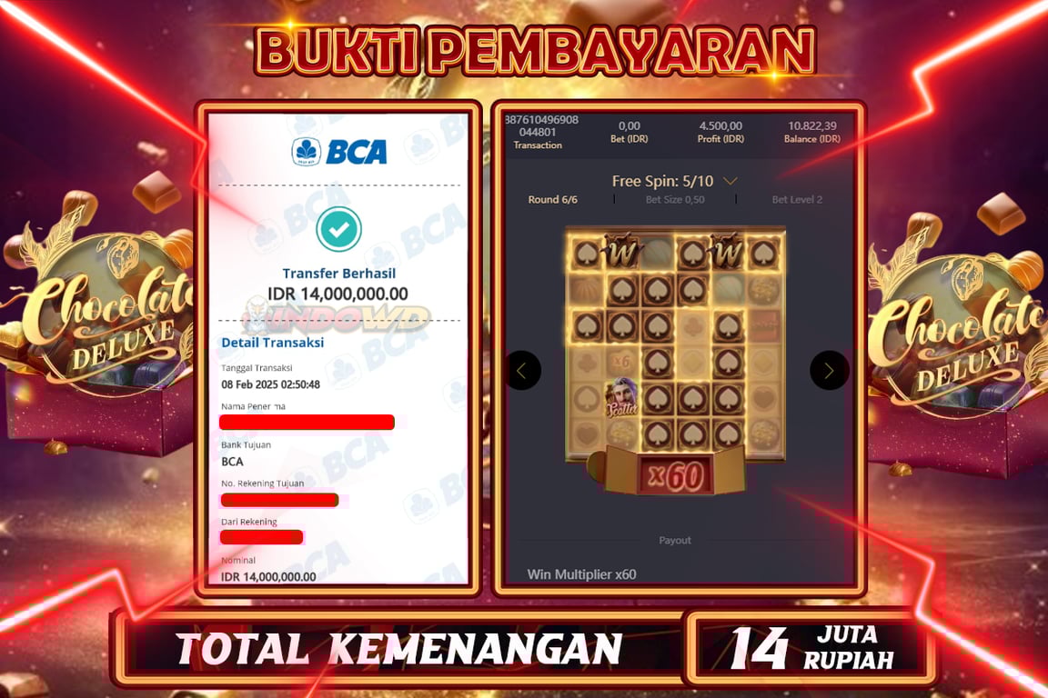 INDOWD JACKPOT SLOT CHOCOLATE DELUXE Rp14.000.000,- LUNAS
