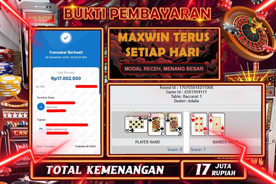 INDOWD JACKPOT PP - CHINESE SPEED BACCARAT 1 Rp17.000.000,- LUNAS