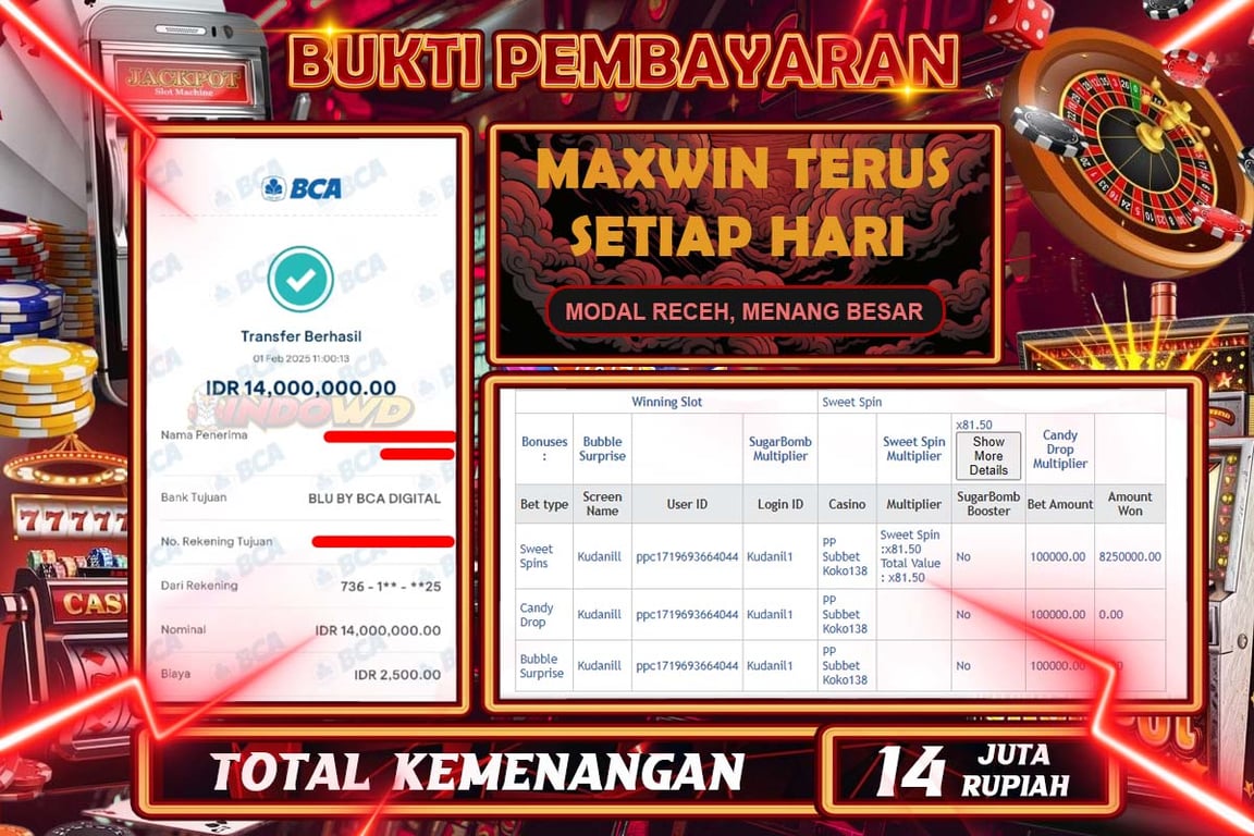 INDOWD JACKPOT BACCARAT Rp14.000.000,- LUNAS