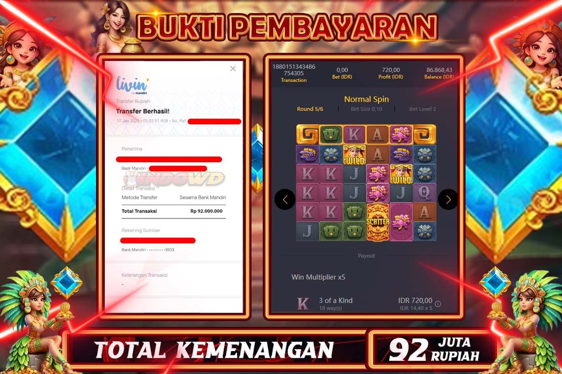 INDOWD JACKPOT SLOT TREASURES AZTEC Rp.92.000.000,- LUNAS