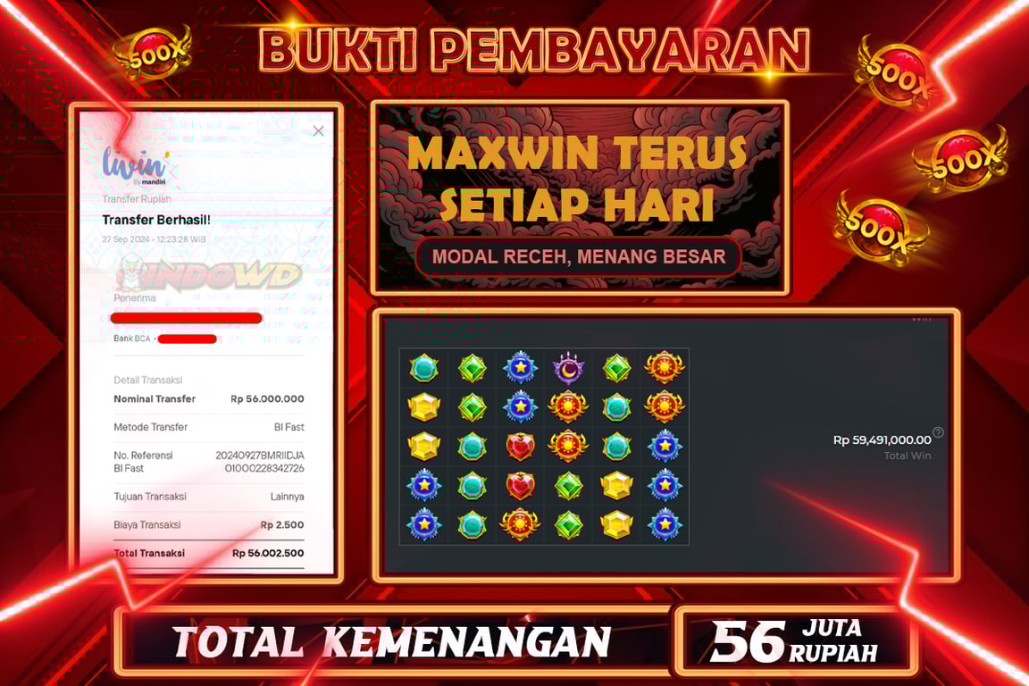 INDOWD JACKPOT SLOT STARLIGHT PRINCES 1000 Rp.56.000.000,- LUNAS