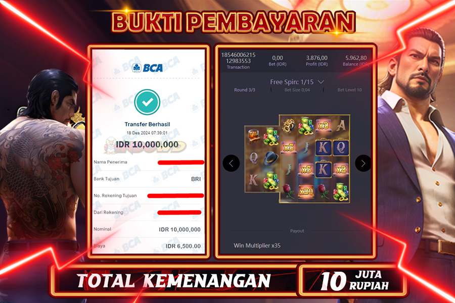 INDOWD JACKPOT LIVE GAMES  SLOT YAKUZA HONOR  Rp.10.000.000,- LUNAS