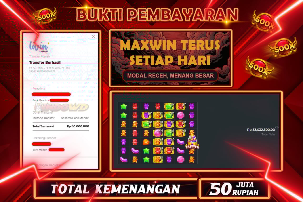 INDOWD JACKPOT SLOT SUGAR RUSH 1000 Rp.50.000.000,- LUNAS