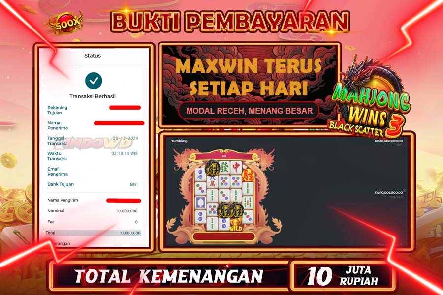 INDOWD JACKPOT LIVE GAMES  SLOT MAHJONG WINS 3 BLACK SCATTER Rp.10.000.000,- LUNAS