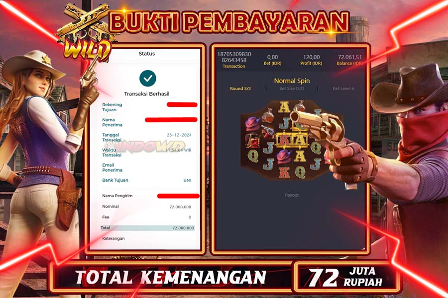 INDOWD JACKPOT LIVE GAMES SLOT WILD BOUNTY Rp.72.000.000,- LUNAS