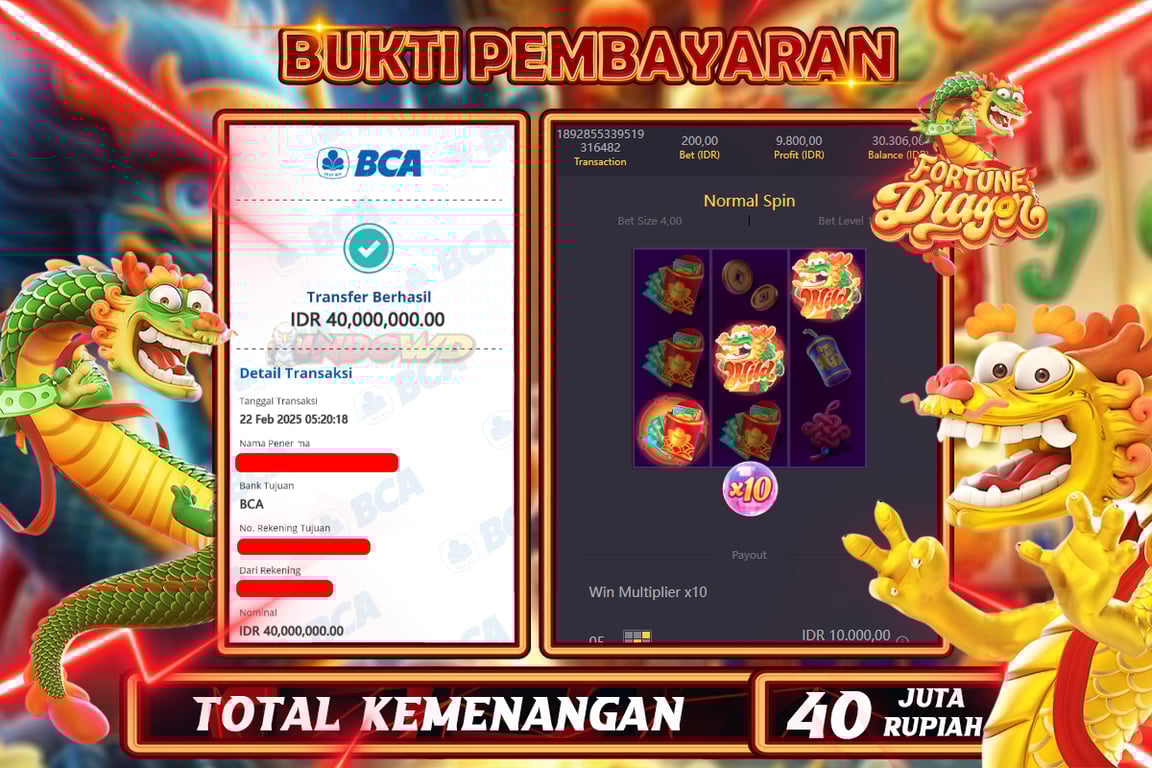 INDOWD JACKPOT SLOT FORTUNE DRAGON Rp40.000.000,- LUNAS